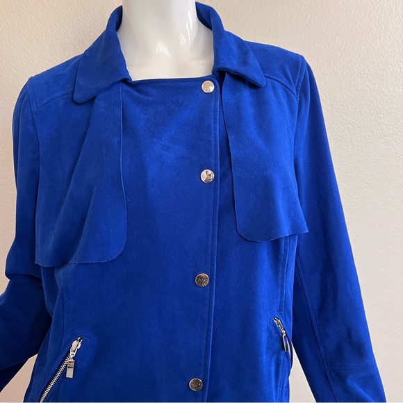 Chico's Women's Royal Blue Faux Suede Jacket - Picture 3 of 8
